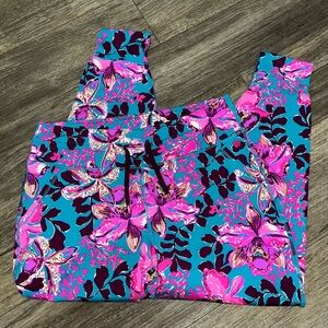 Lilly Pulitzer Luxletic Island Mid Rise Joggers Size Large in Orchid You Not